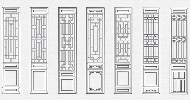 赤壁常用中式仿古花窗图案隔断设计图